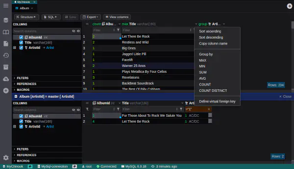 Group by in data browser