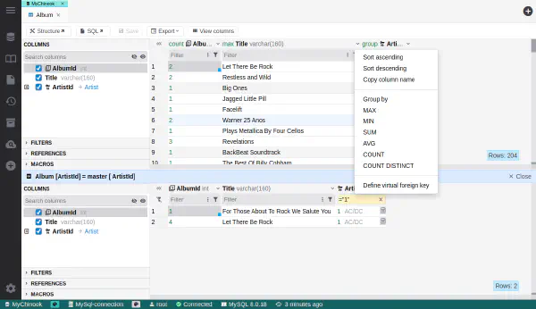 Group by in data browser