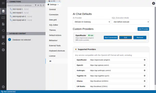 LLM providers settings