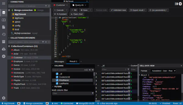 Run query on MongoDB database