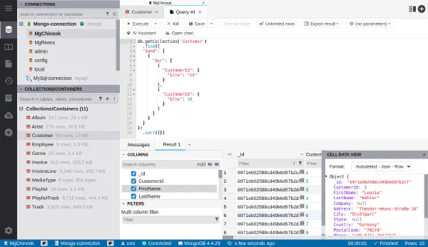 Run query on MongoDB database