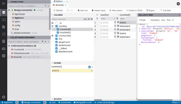 Browse and expand MongoDB collection