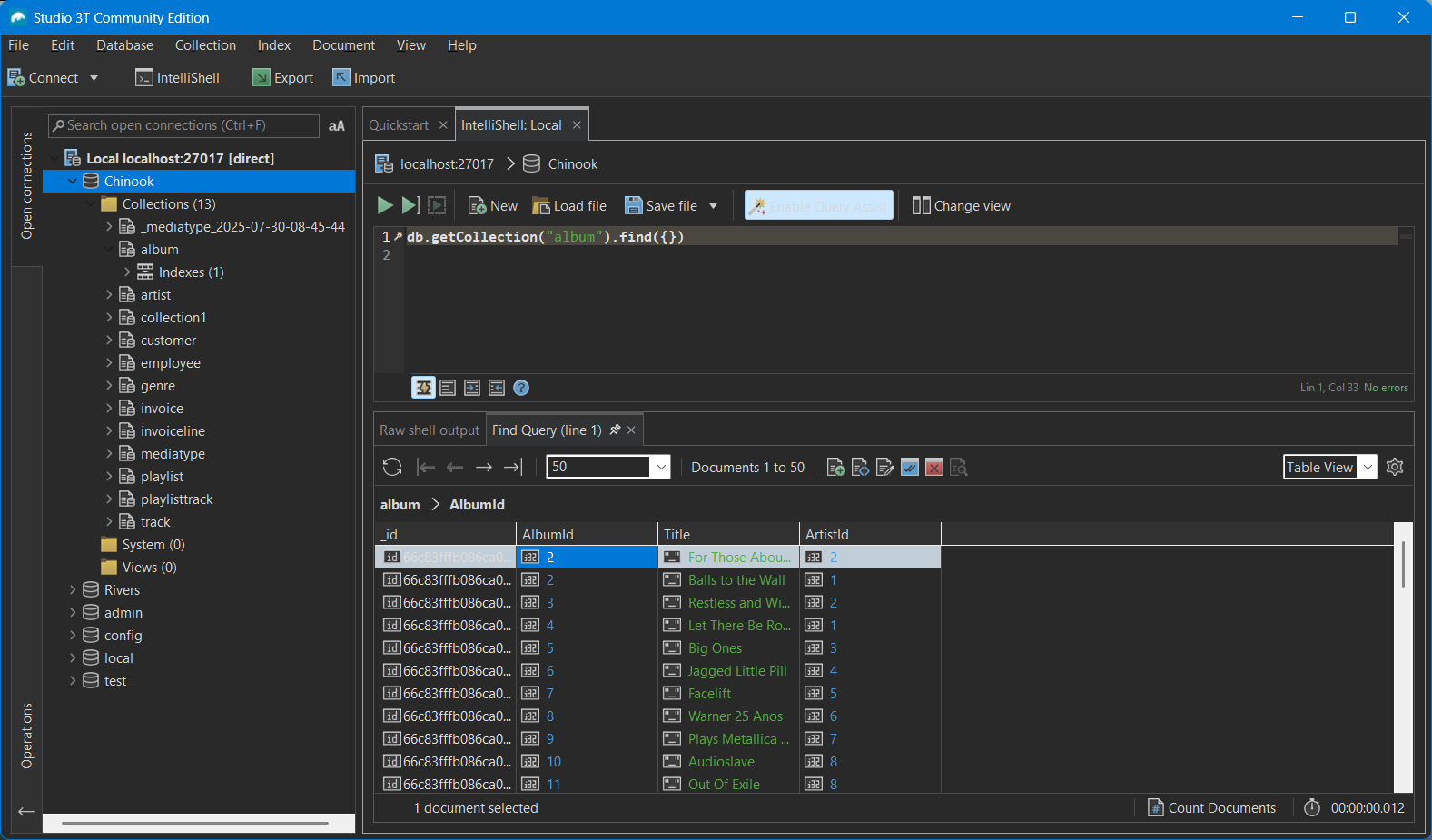 Studio 3T Community screenshot