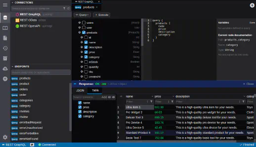 DbGate - rest graphql query